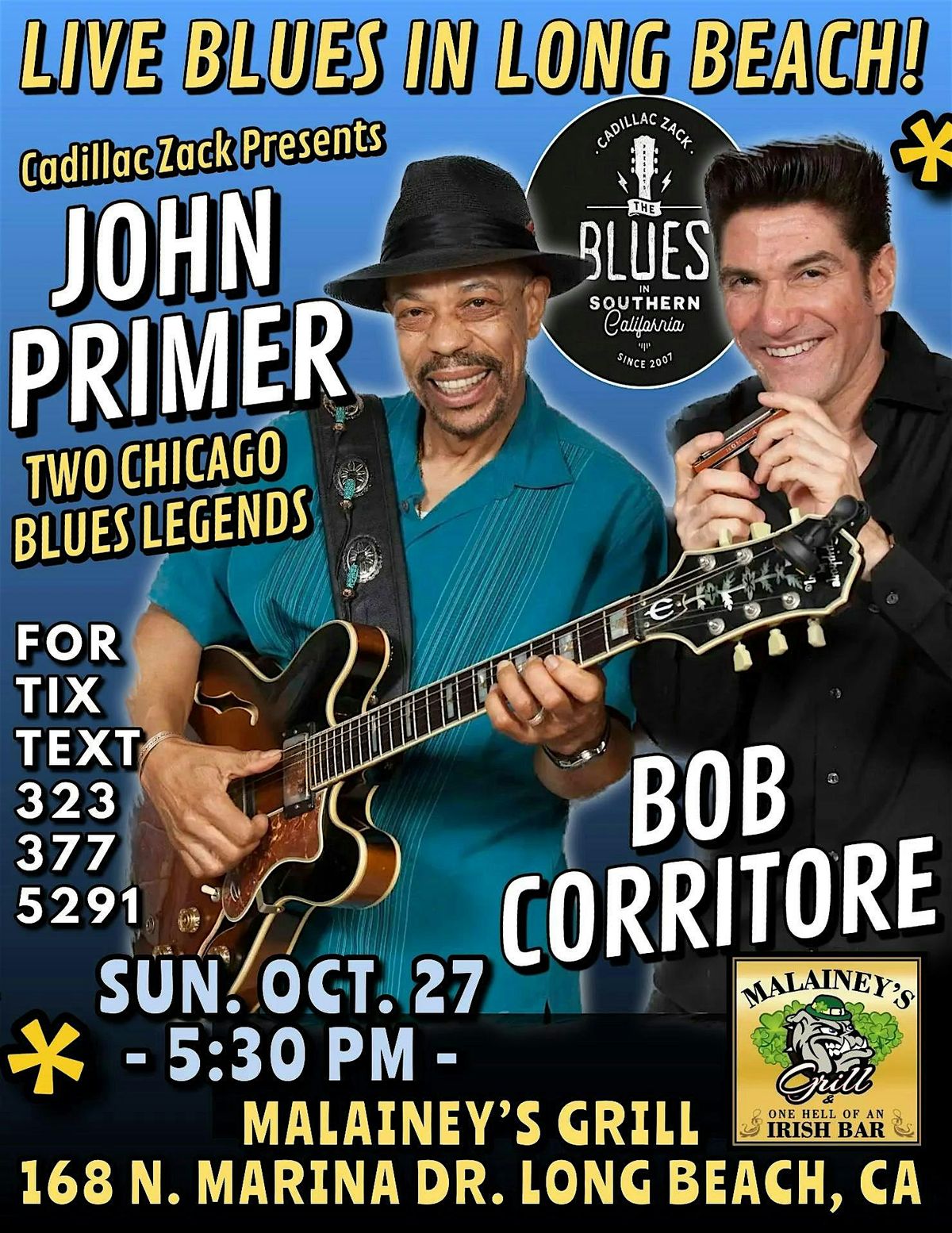 JOHN PRIMER & BOB CORRITORE - Chicago Blues Legends - in Long Beach!