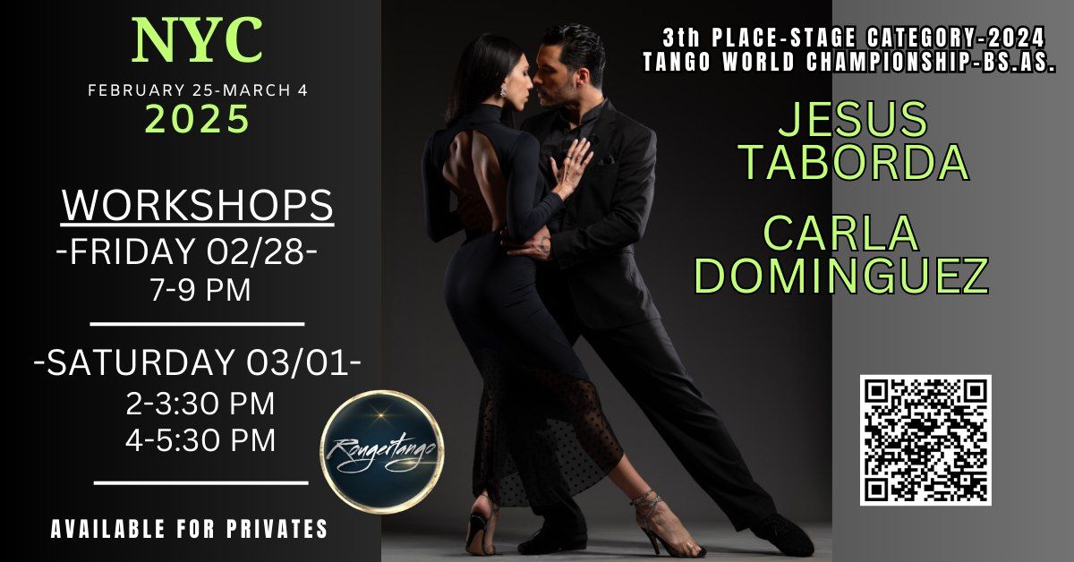 CARLA DOMINGUEZ & JESUS TABORDA-WORKSHOPS & PRIVATES-PERFORMING @BAILEMOS, IN ASTORIA