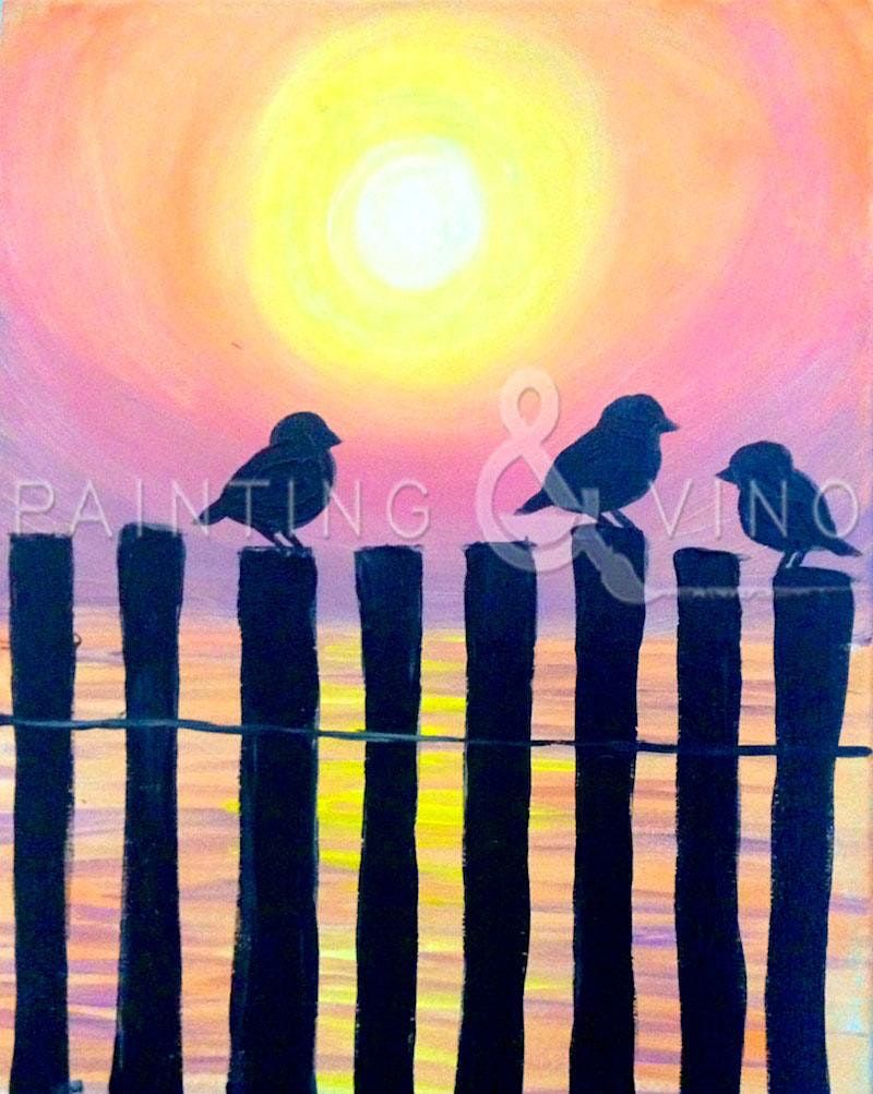 Birds on a fence - Paint and Sip