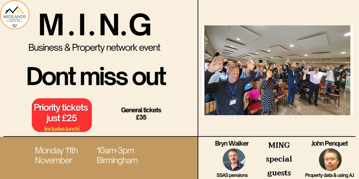 M.I.N.G Property networking event - SSAS pensions and  Property using A.I