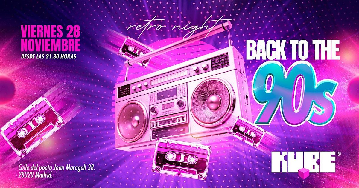 Fiesta de los 90 con invitaci\u00f3n a catering y regalos