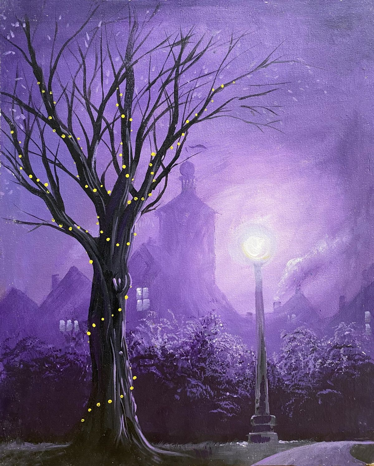 Join Brush Party with Claire to paint 'Lamplight' in Milton Keynes