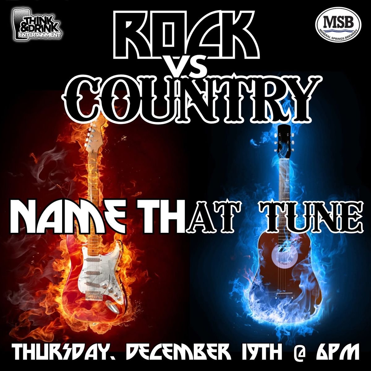 Country vs Rock Name That Tune @ Mineral Springs Brewery (Owatonna, MN) \/ Thurs Dec 19th @ 6pm