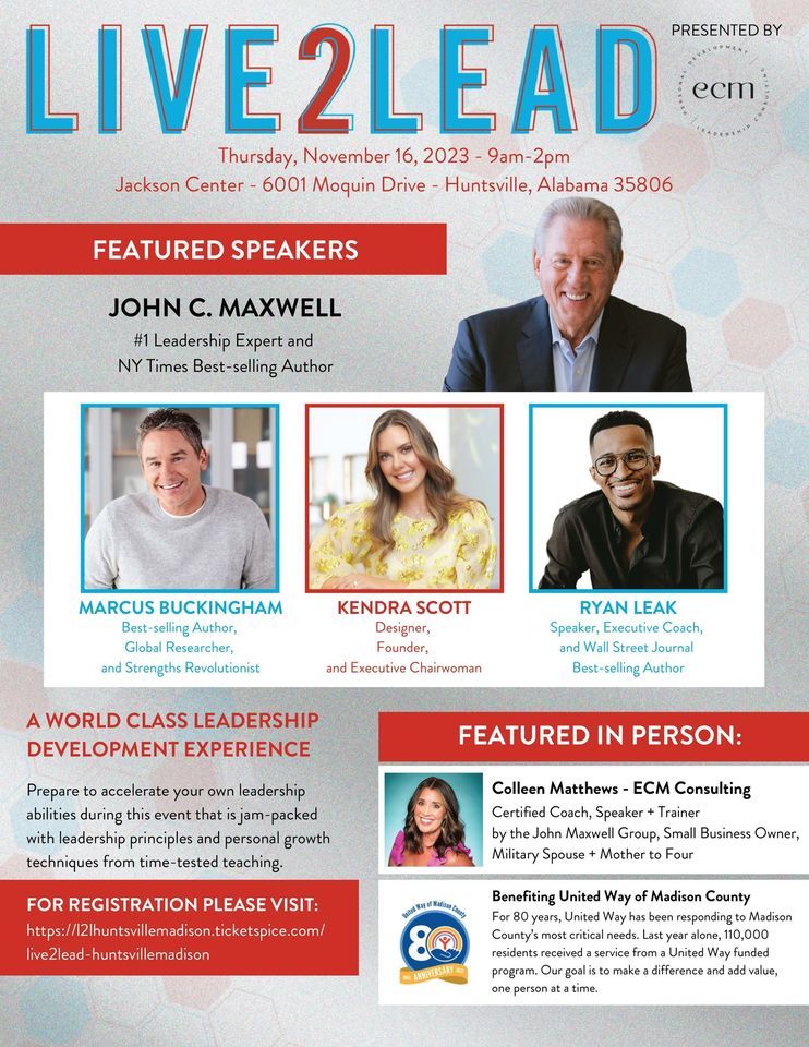 Live2Lead Simulcast Benefiting OUR COMMUNITY & United Way, Jackson Center, Huntsville, 16