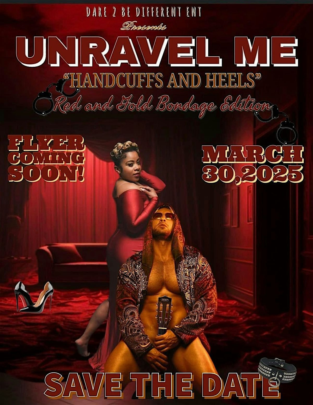 UNRAVEL ME "Handcuffs and Heels" Red and Gold Bondage Editions