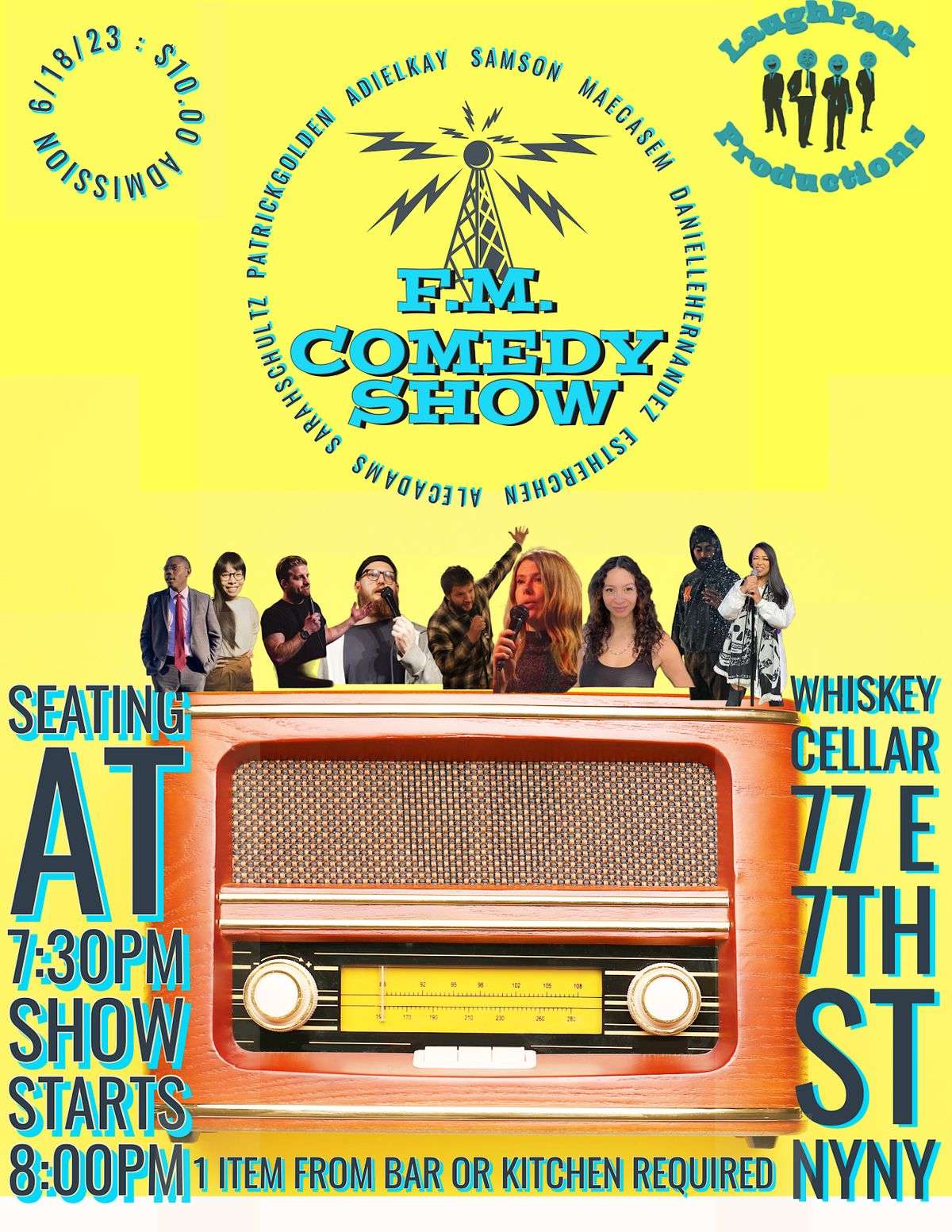 FM COMEDY SHOW, Whiskey Cellar NYC, New York, 18 June 2023