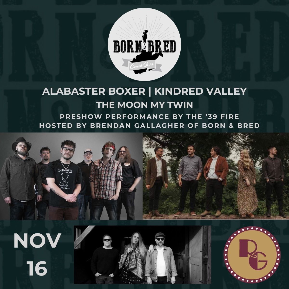 The Born & Bred Concert Series w\/ Alabaster Boxer, Kindred Valley and The Moon My Twin