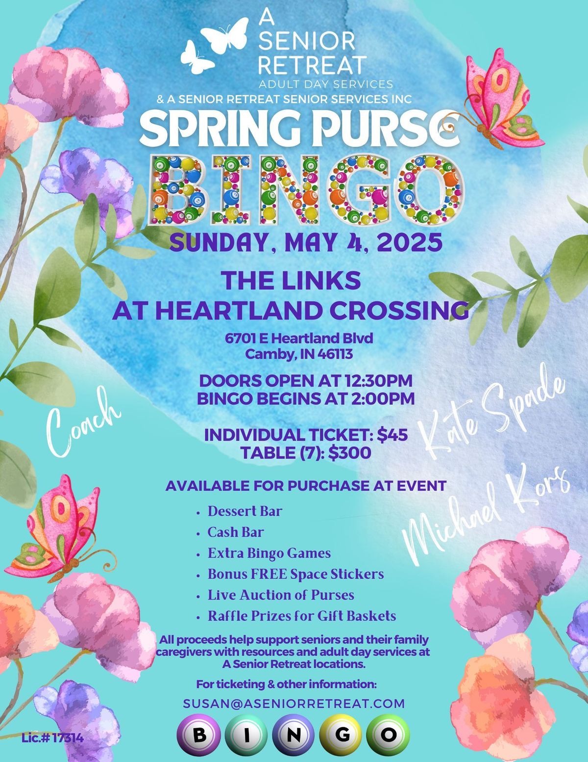 Spring Purse Bingo Benefiting Seniors