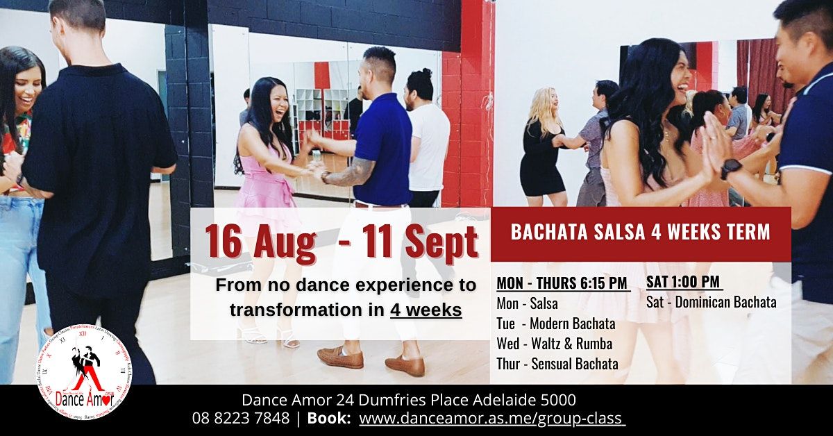 Bachata Salsa Novice Beginners Dance Class 4 Weeks Term 16 Aug 2021