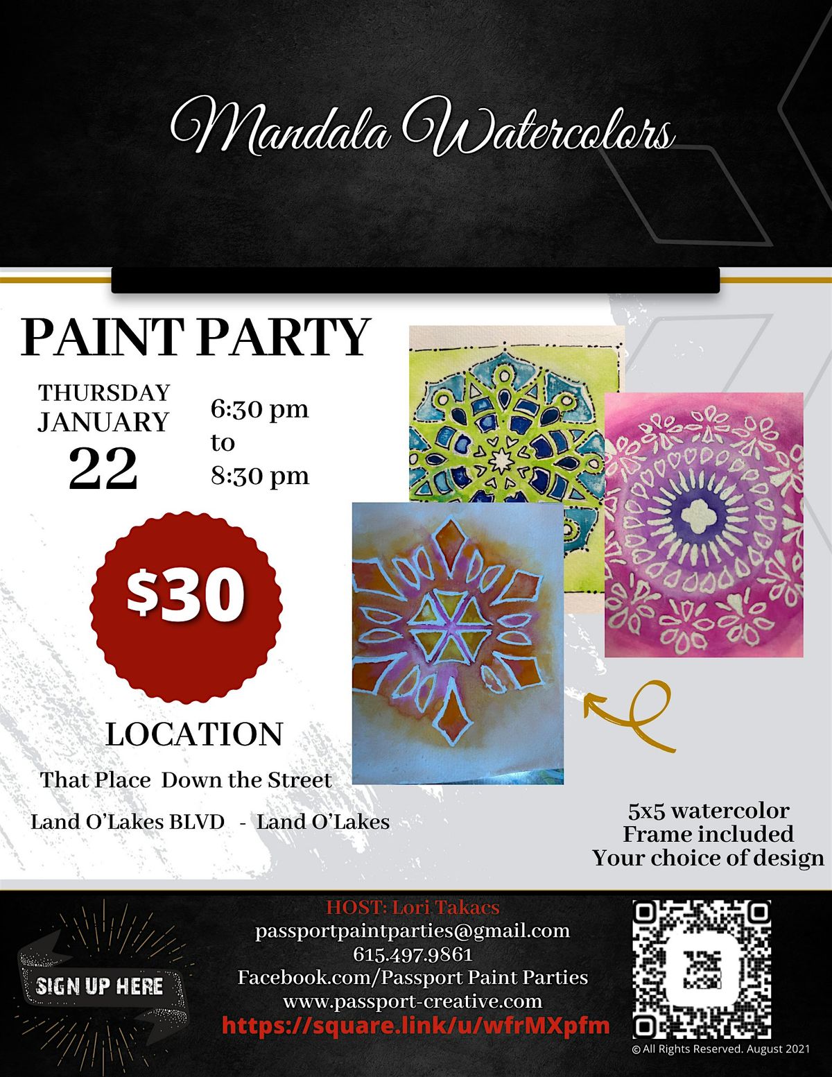 1.22.26 Colorful Mandala Paint and Sip at That Place Down the Street