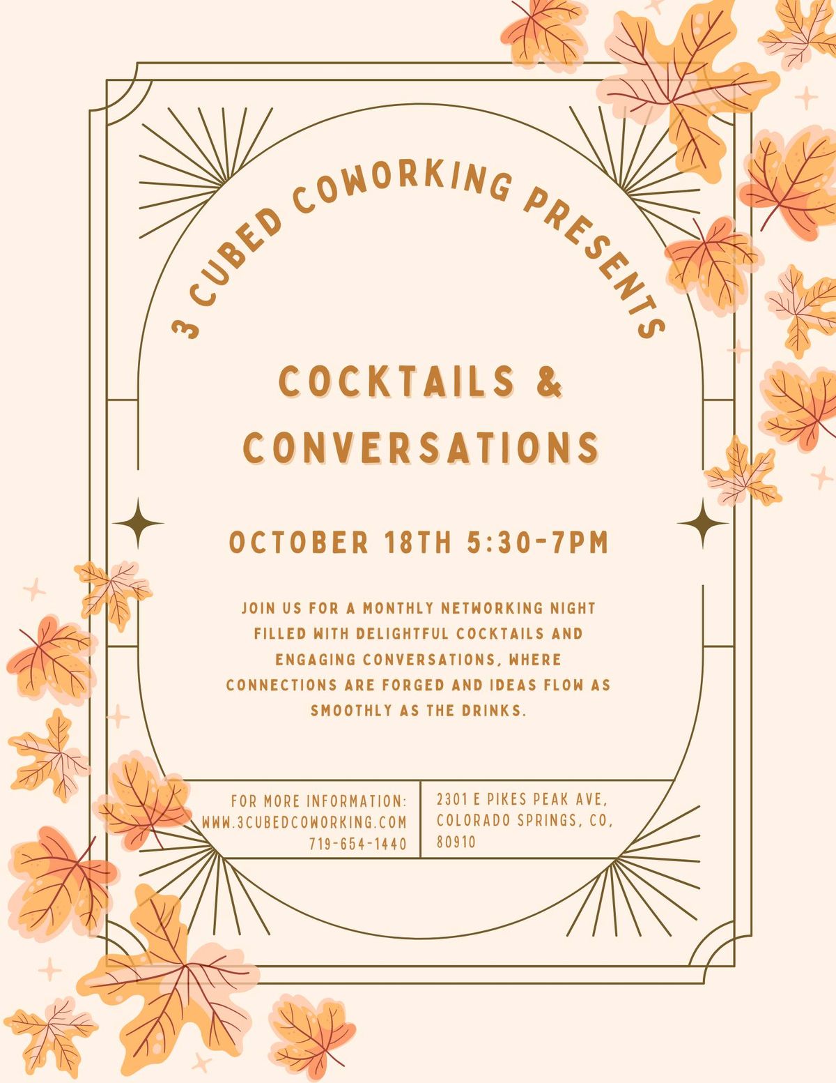 Cocktails and Conversations: Fall Edition at 3 Cubed Coworking