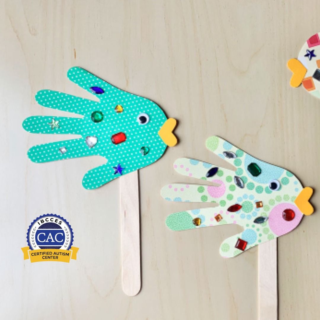 Let\u2019s Craft! Handprint Fish Puppets (Sensory Friendly)