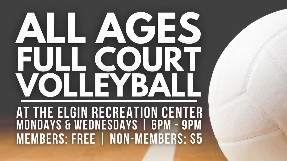 All Ages Indoor Full Court Volleyball at the Elgin Recreation Center