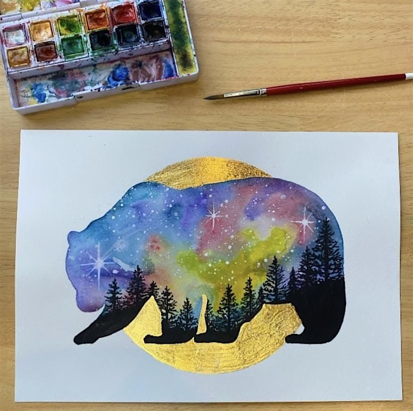 Watercolour workshop - night sky animal silhouette