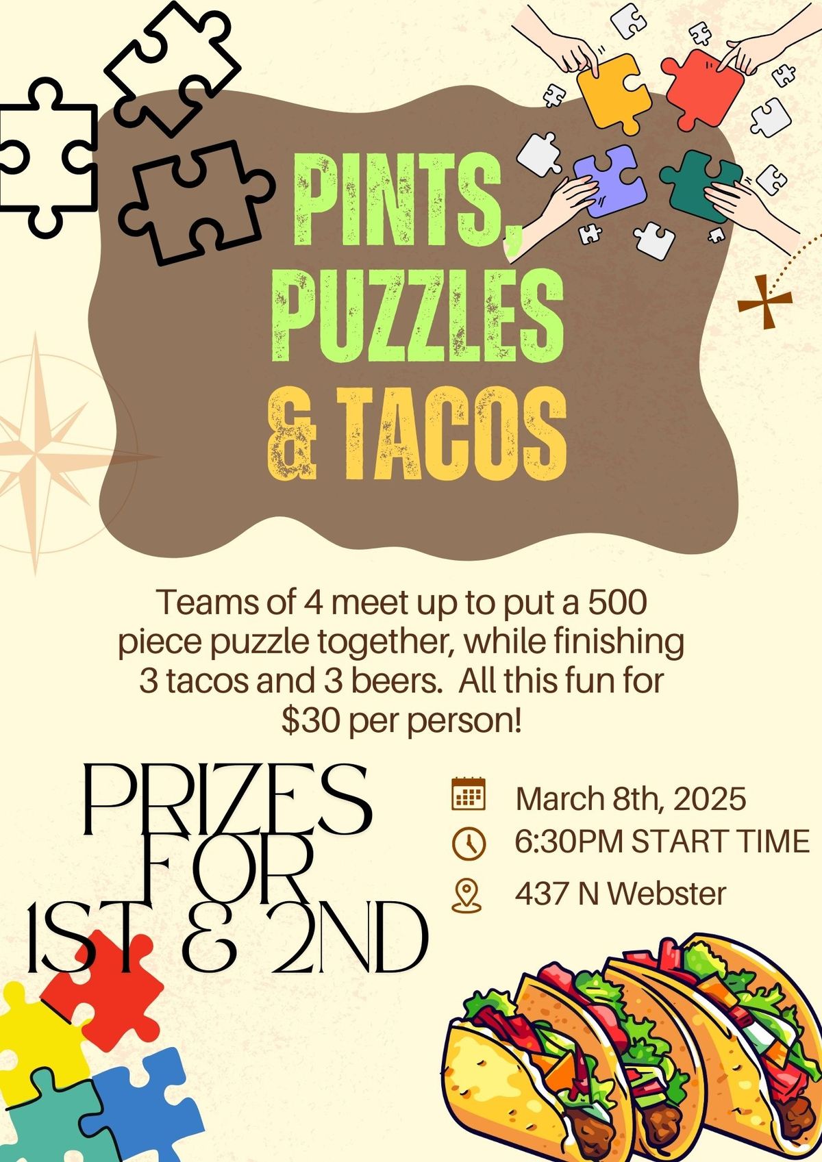 Pints, Puzzles and  Tacos Challenge