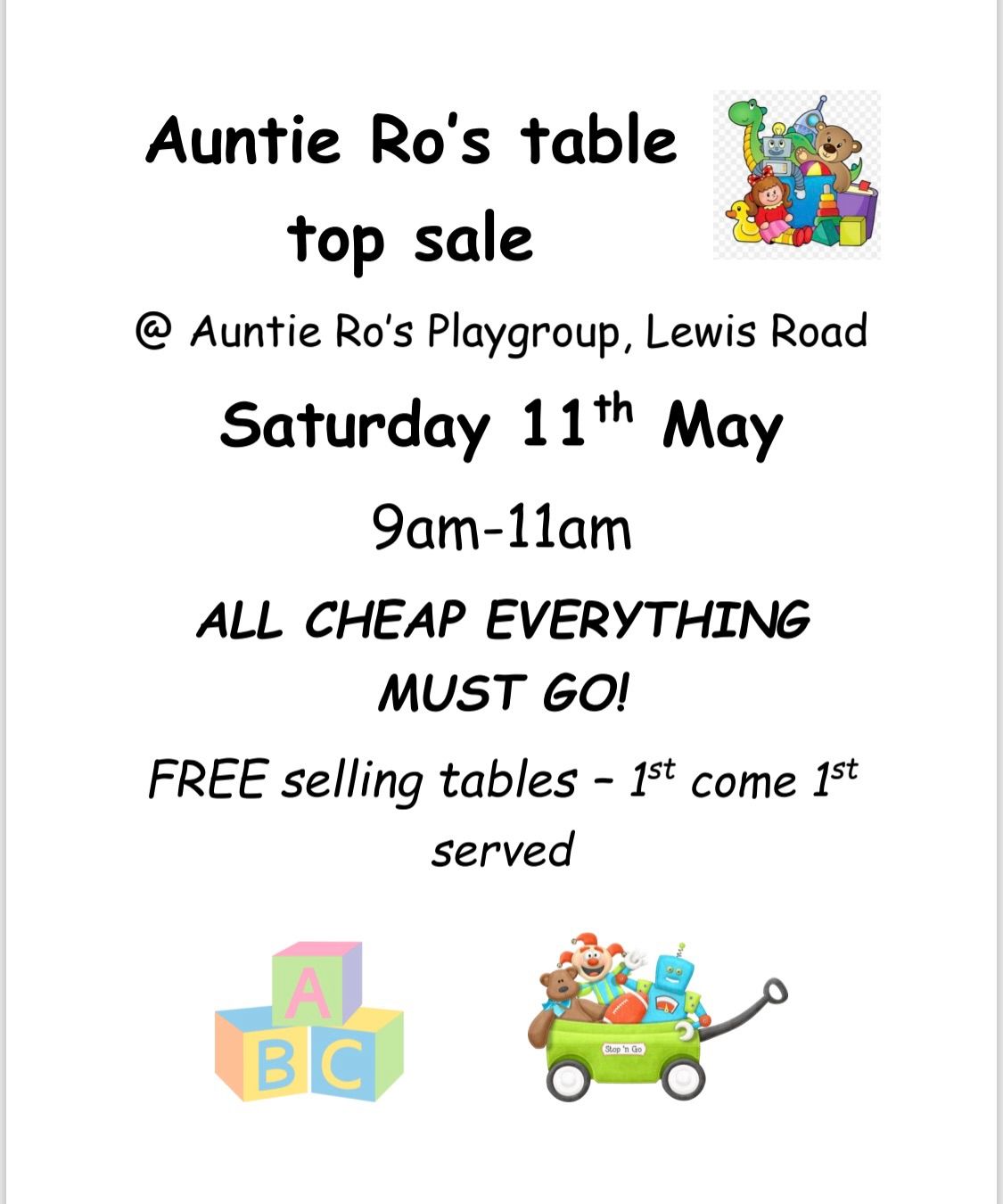 Table top sale - EVERYTHING MUST GO!