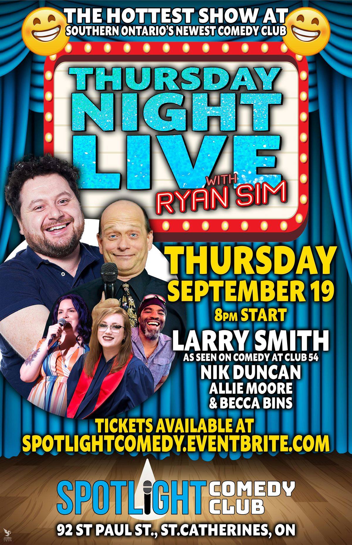 Thursday night live with Ryan Sim at Spotlight Comedy Club featuring Larry Smith