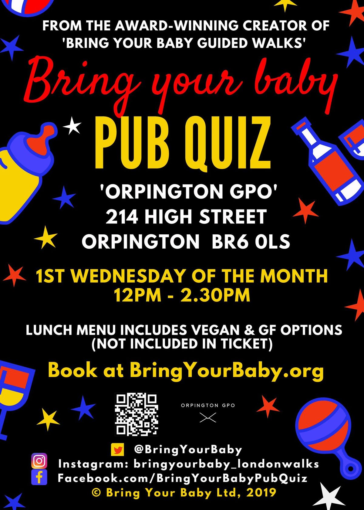 BRING YOUR BABY PUB QUIZ @ ORPINGTON GPO near BEXLEY, SIDCUP, BROMLEY, WELLING, CHISLEHURST, SWANLEY