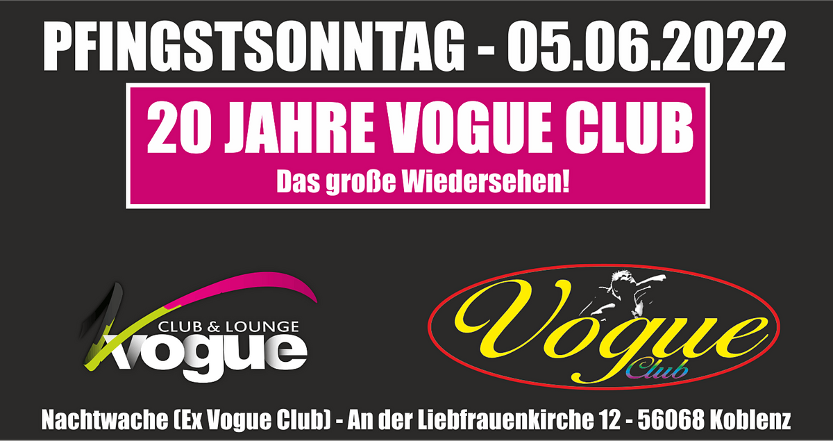 20 JAHRE VOGUE CLUB - Das gro\u00dfe Wiedersehen!