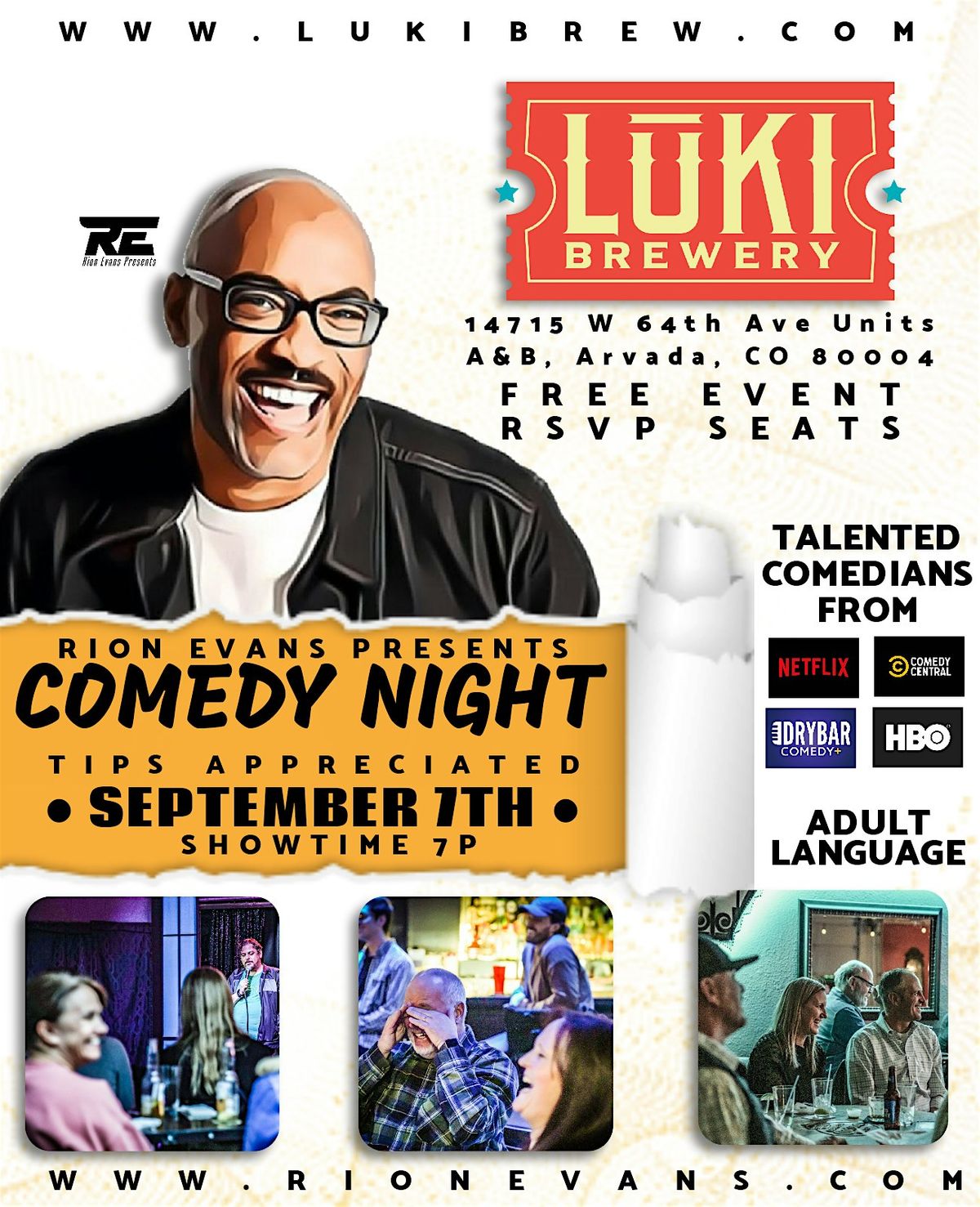 Rion Evans Presents Comedy Night at LUKI Brewery