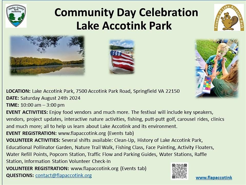 Community Day 2024 at Lake Accotink Park, 7500 Accotink Park Rd ...