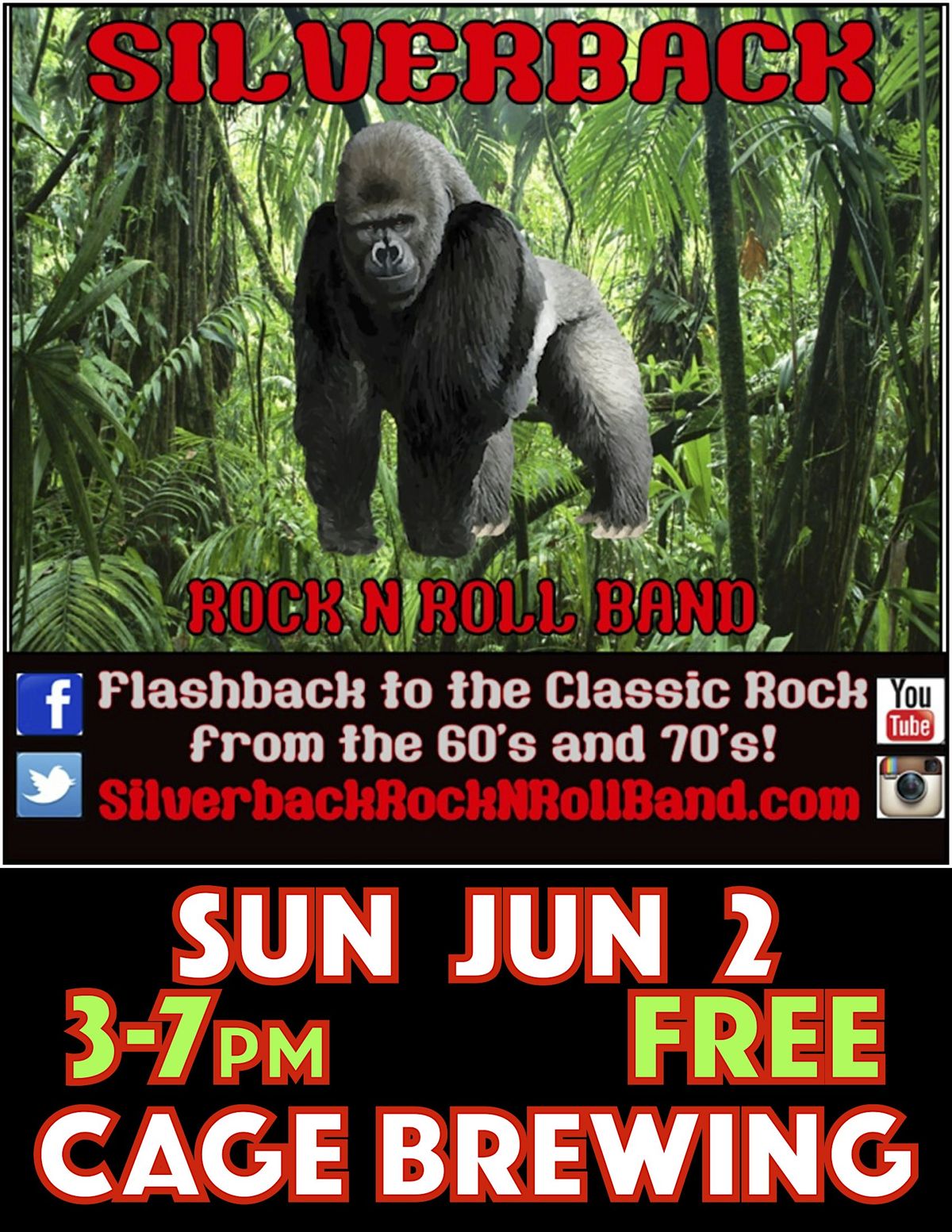 Silverback Rock 'n Roll Band | FRI AUG 9 | Cage Brewing, St. Pete | FREE