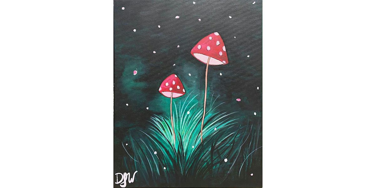 Paint and Sip: Stunning \u201cMidnight Mushrooms\u201d Painting