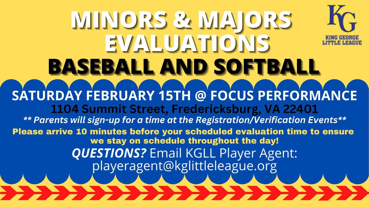 KGLL Minors & Majors Baseball\/Softball Evaluations