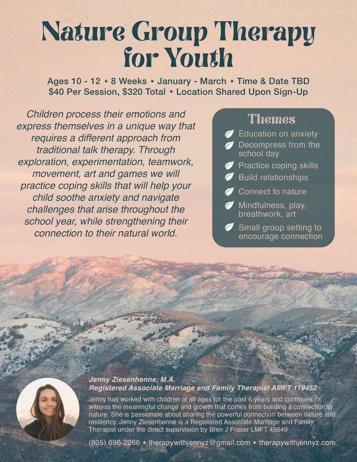 Winter 2025 Nature Group Therapy for Youth