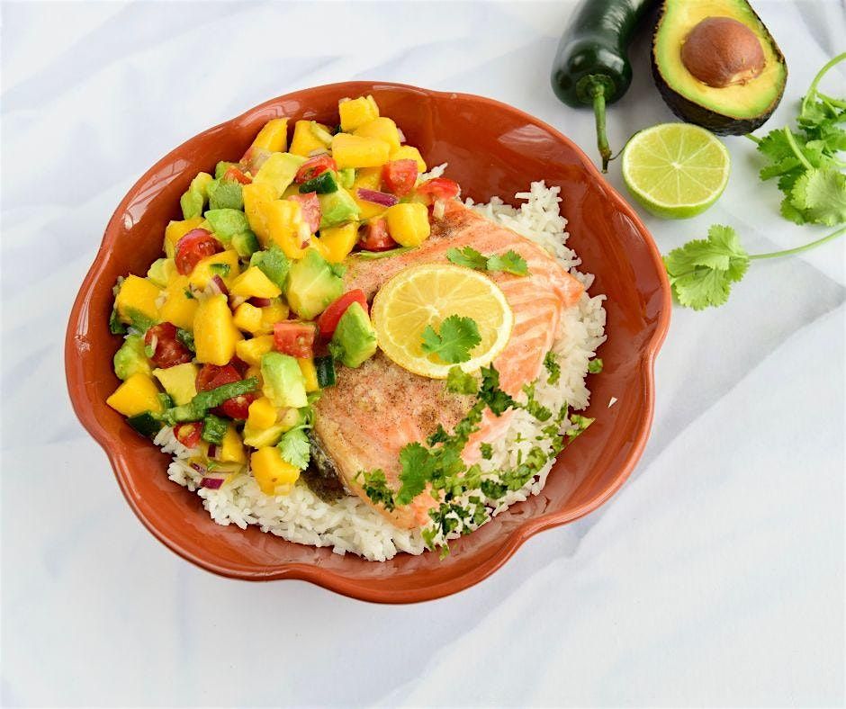 Cuisine of Different Cultures-Mango Salsa over Salmon & Cilantro Lime Rice