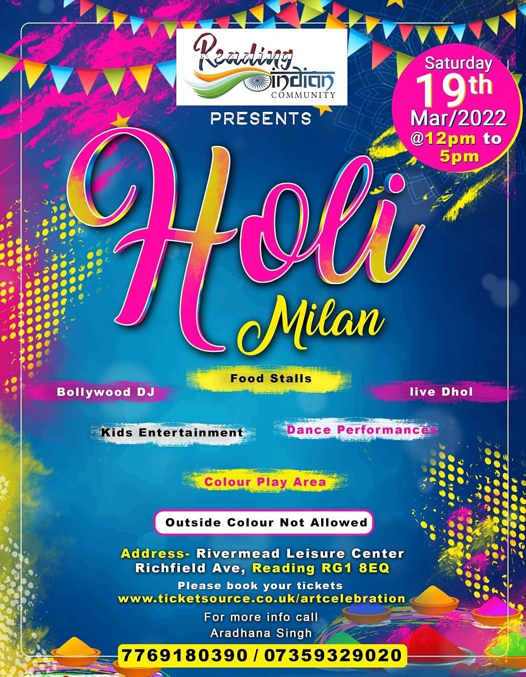 Holi Milan, Rivermead Leisure Complex and Gym, Reading, 19 March 2022