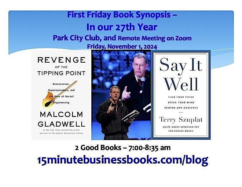 First Friday Book Synopsis, Friday, November 1, 2024