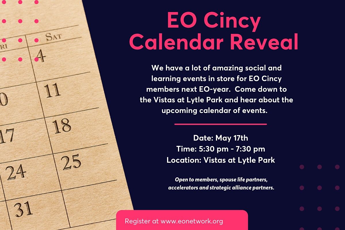 EO Cincy Calendar Reveal, Vista at Lytle Park, Cincinnati, 17 May 2022