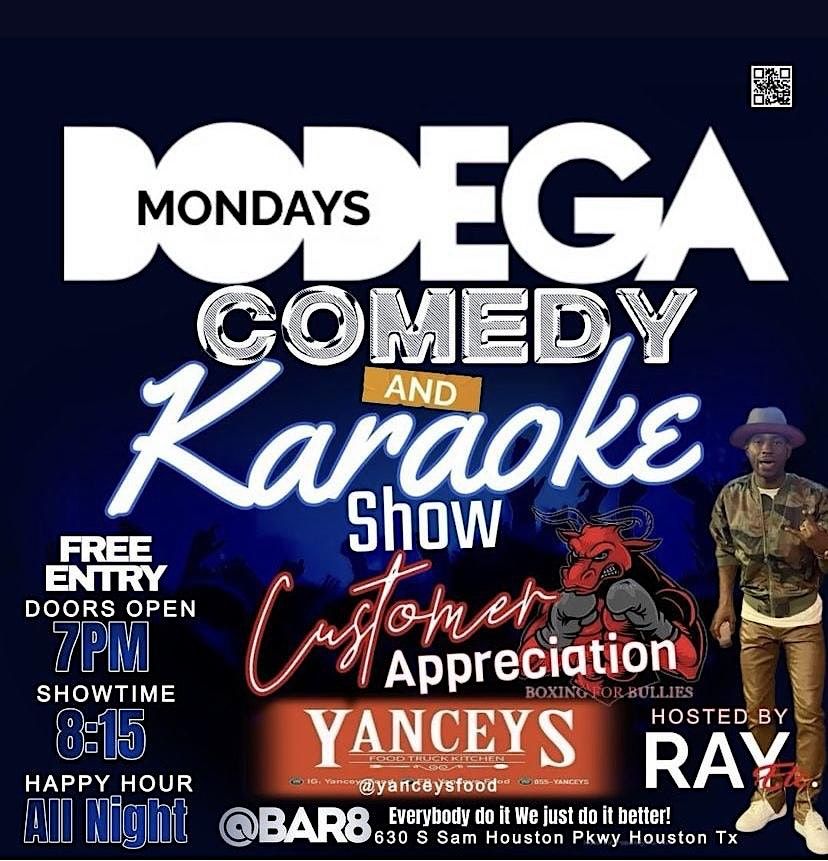 Free Monday Night Comedy; Karaoke Bash at Bar 8 with Yanceys Food Truck!