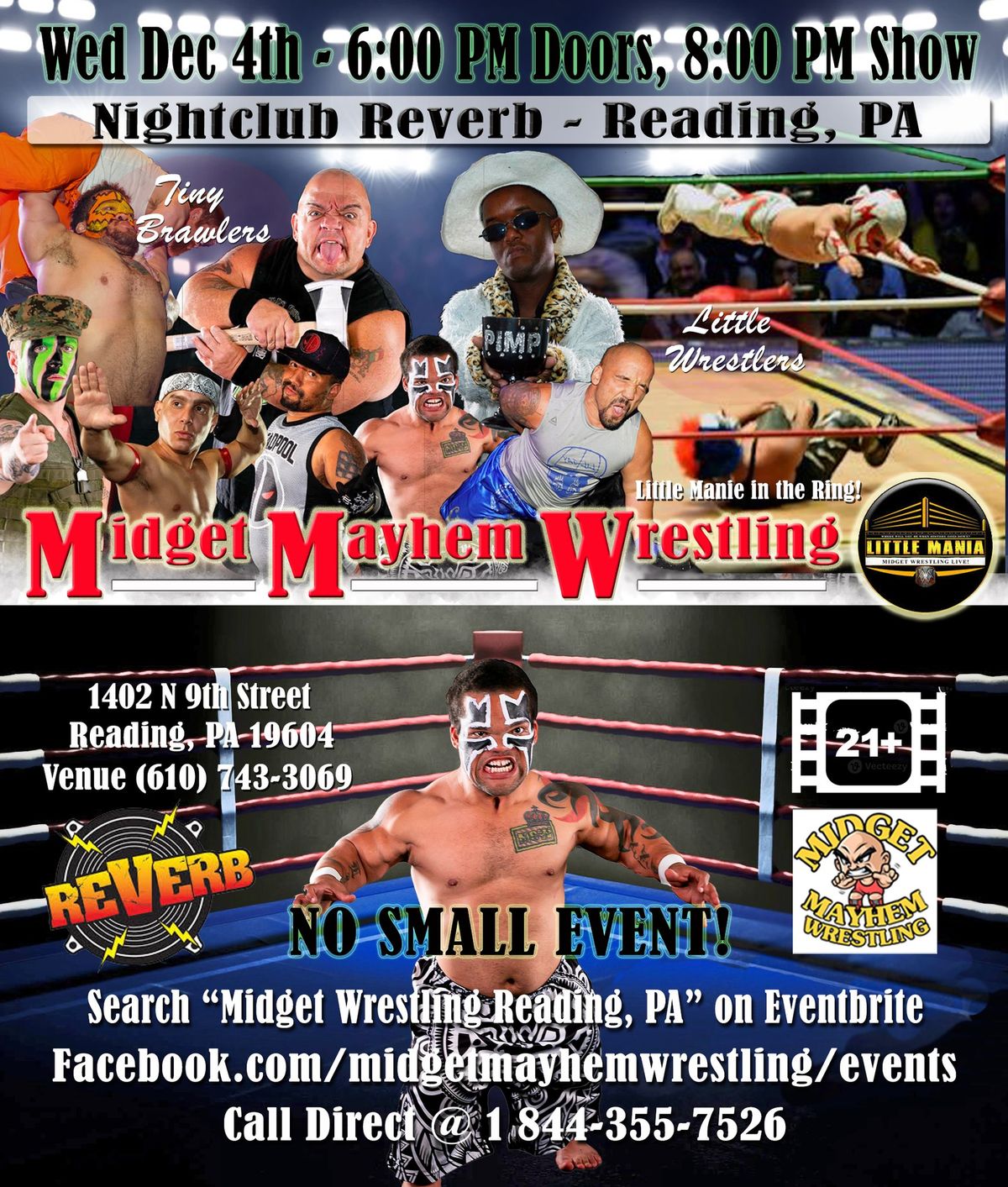 Midget Mayhem Little-Mania Wrestling Event - Reading PA 21+