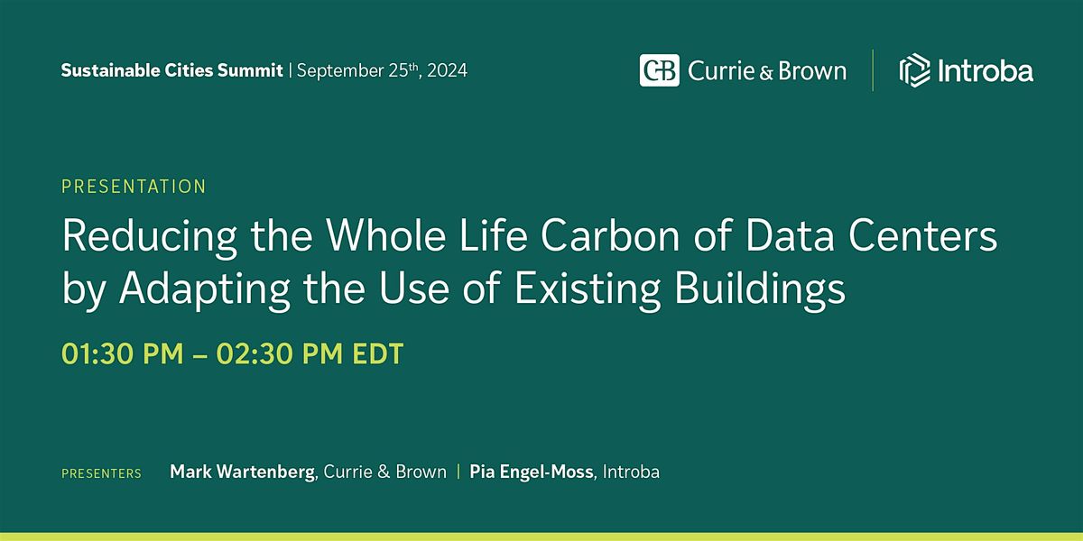 Sustainable Cities Summit: Presentation - Reducing the Whole Life Carbon