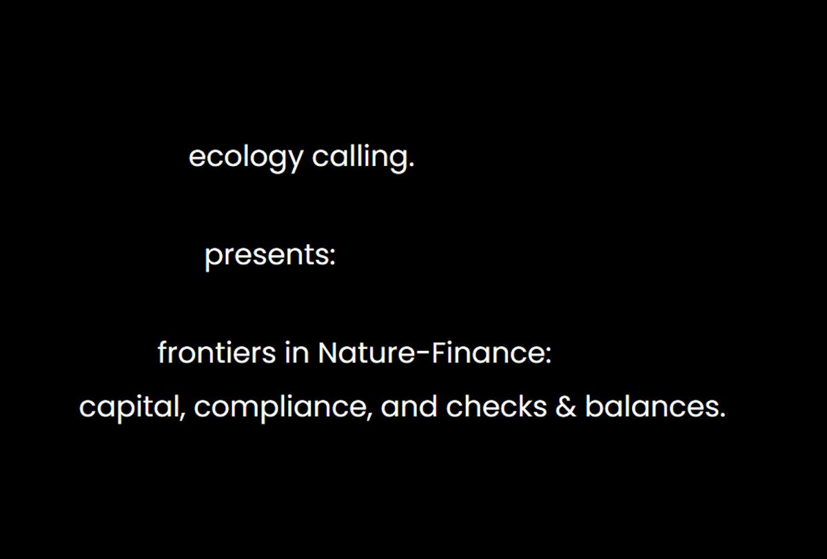 frontiers in Nature-Finance: capital, compliance, and checks & balances.