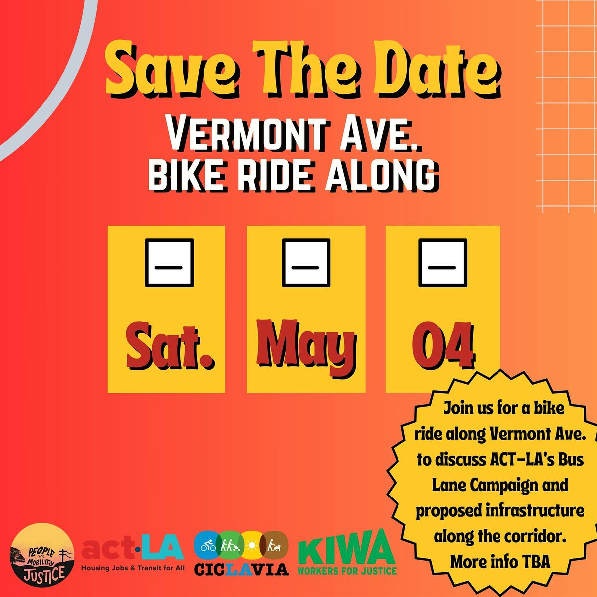 Vermont Avenue Bike Ride Along! Sat, May 4th