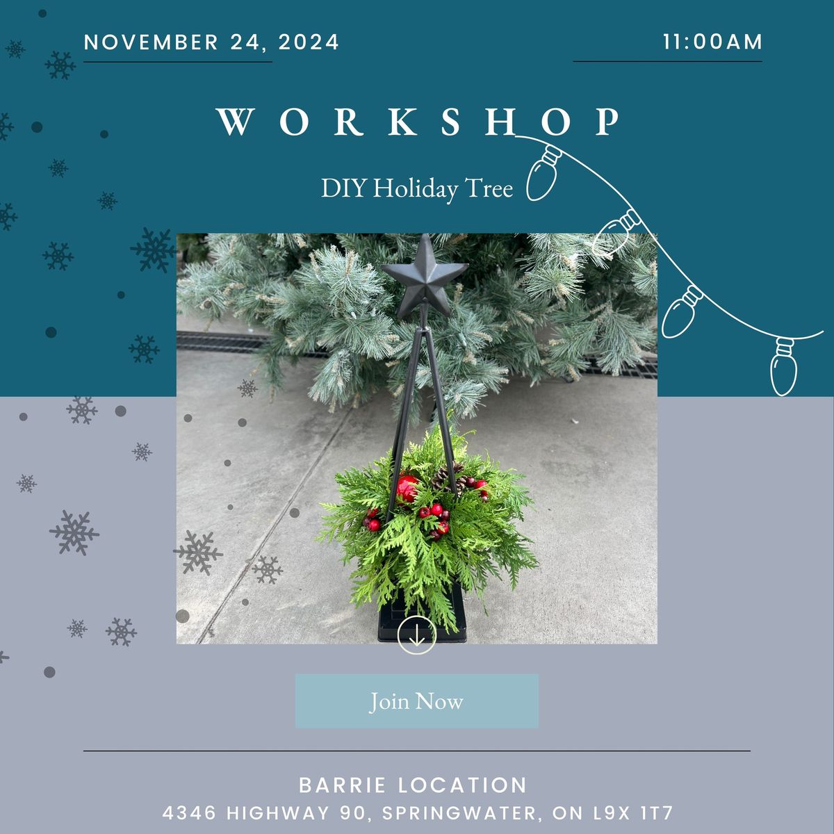 DIY Holiday Tree w\/ Fresh Greens (Small) Workshop (Barrie Location)