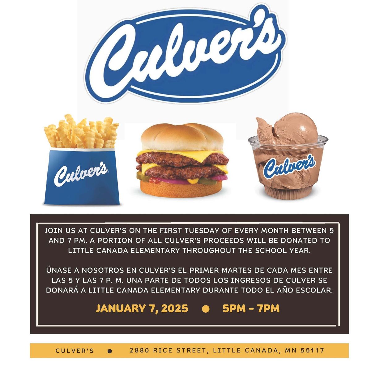 Little Canada Elementary Culver's Night