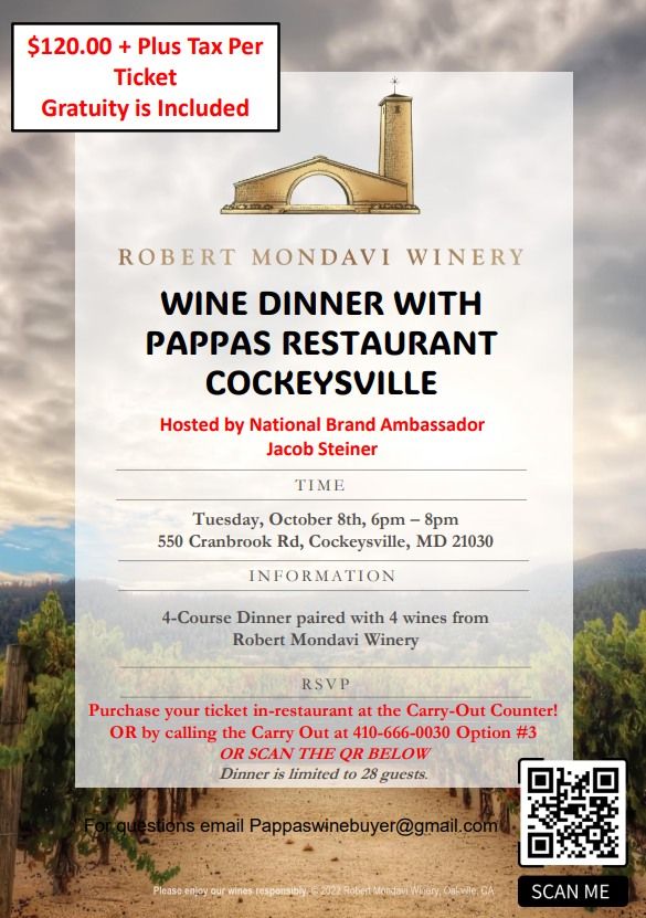 Robert Mondavi Wine Dinner