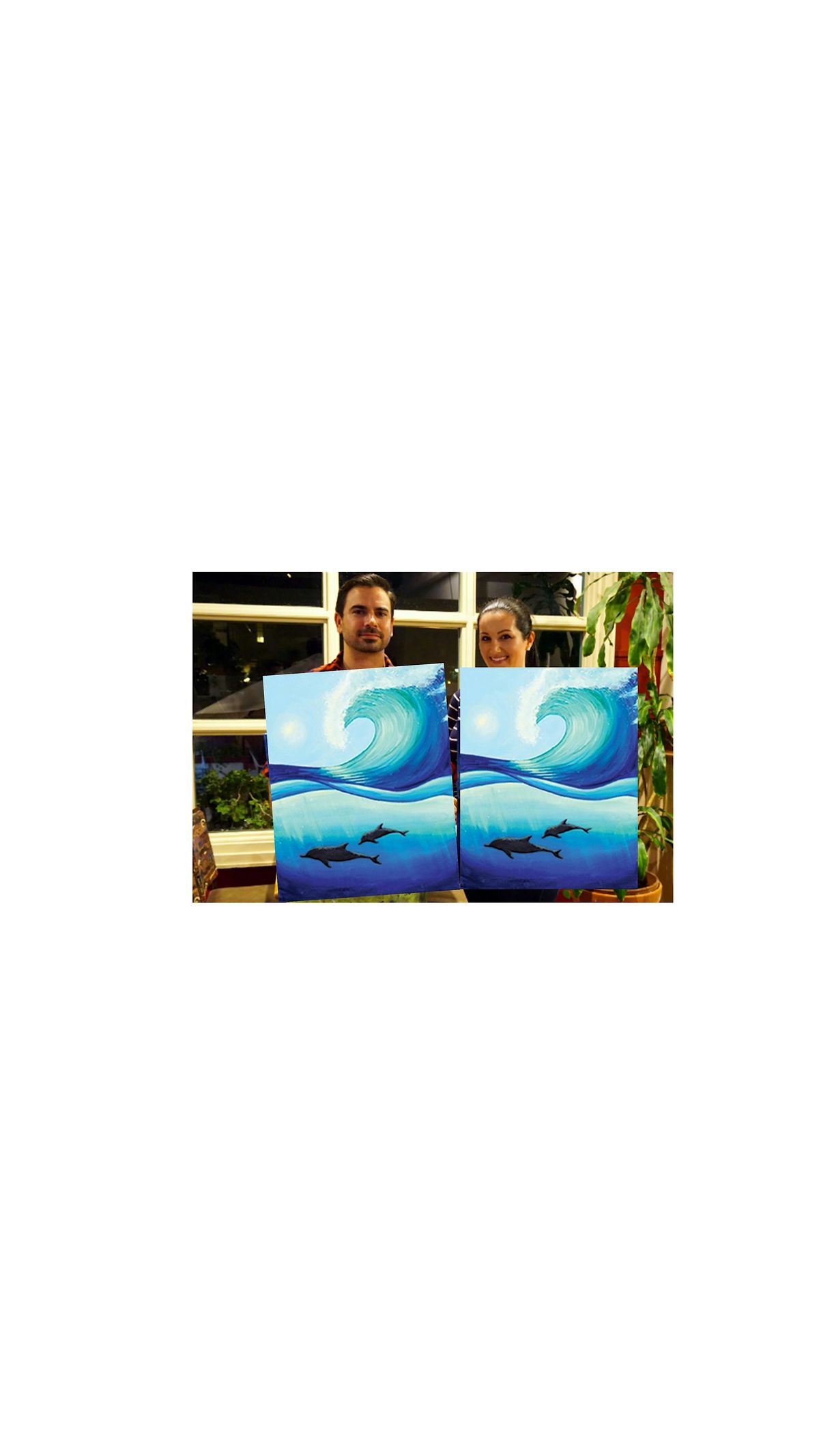 Dolphin Wave- Canvas bachelorette party - paint with Marian