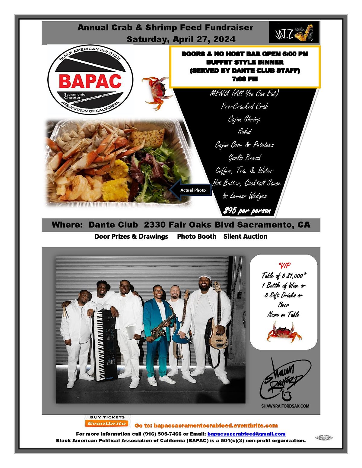 BAPAC Sacramento Chapter  5th Annual Crab & Shrimp Feed Fundraiser