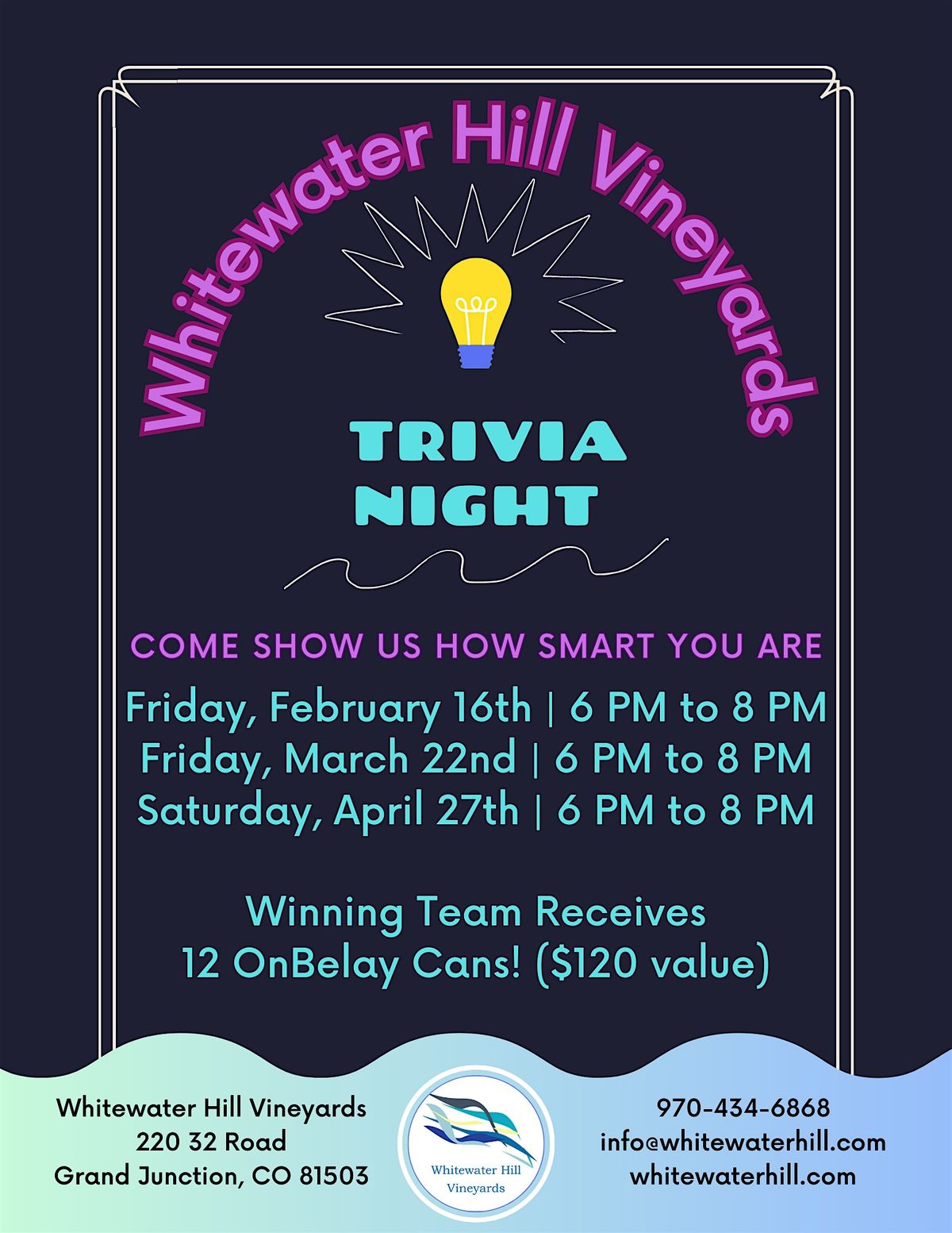 April Trivia @ Whitewater Hill Vineyards