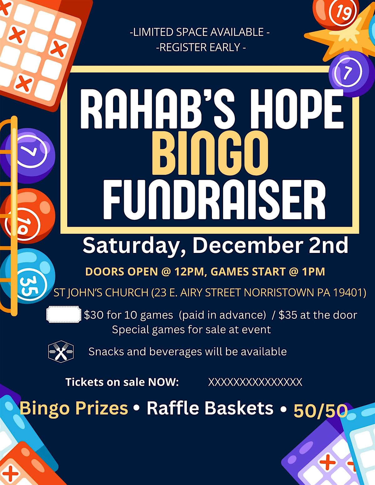 Rahab's Hope Fall Bingo Fundraiser