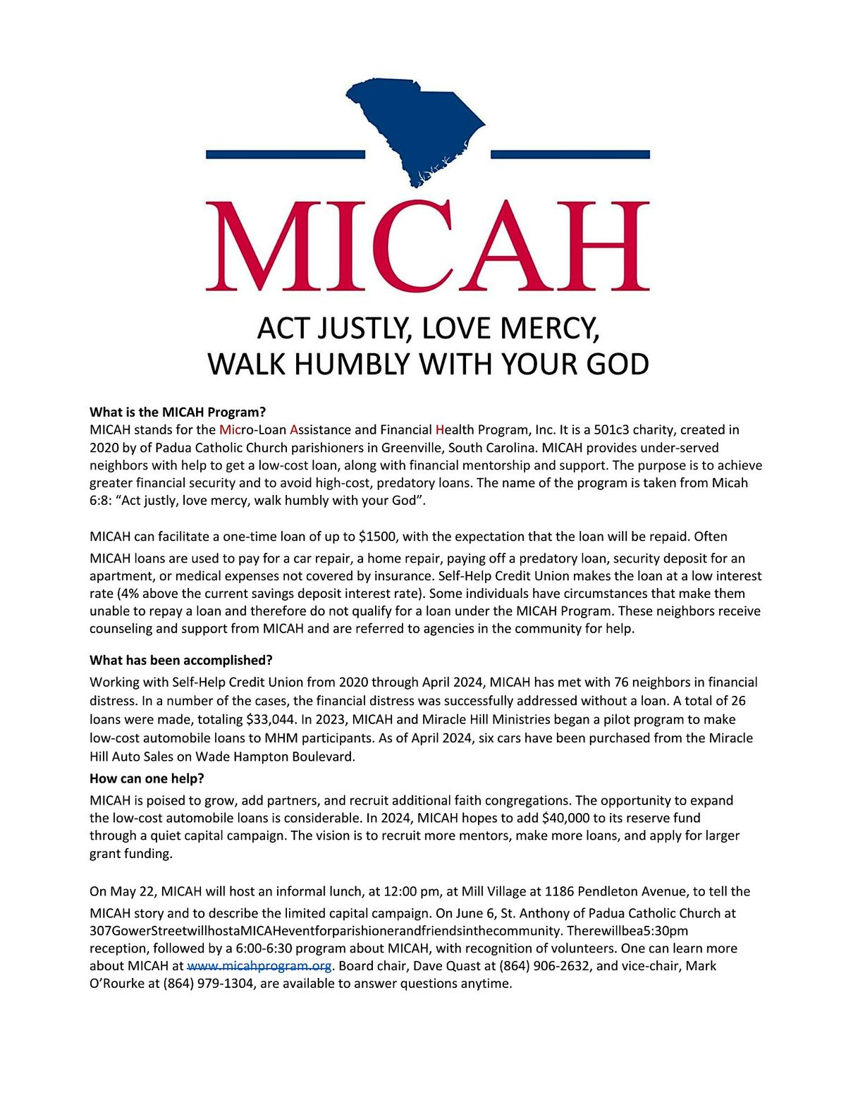 Understanding and Expanding the MICAH Program