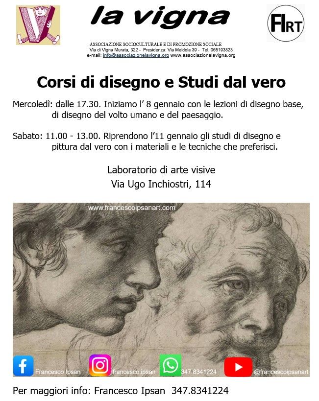 Presentazioni corsi di disegno e studi dal vero.