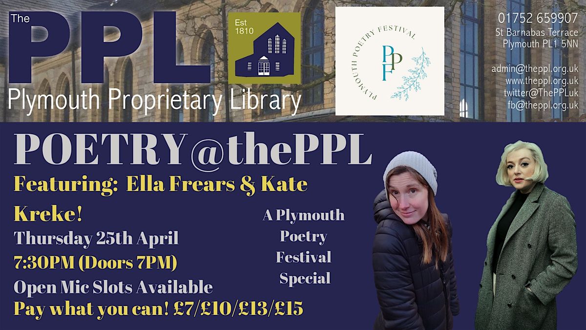 POETRY@thePPL Ft. Ella Frears & Kate Kreke + open mic