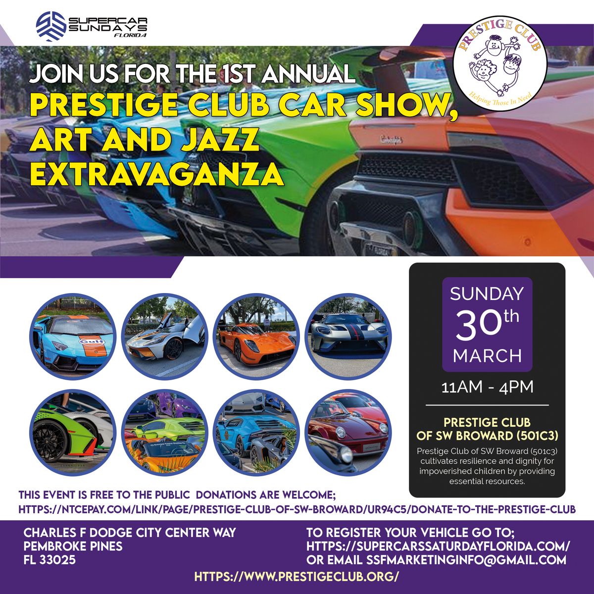  1st Annual Prestige Club Car Show, Art & Jazz Extravaganza!