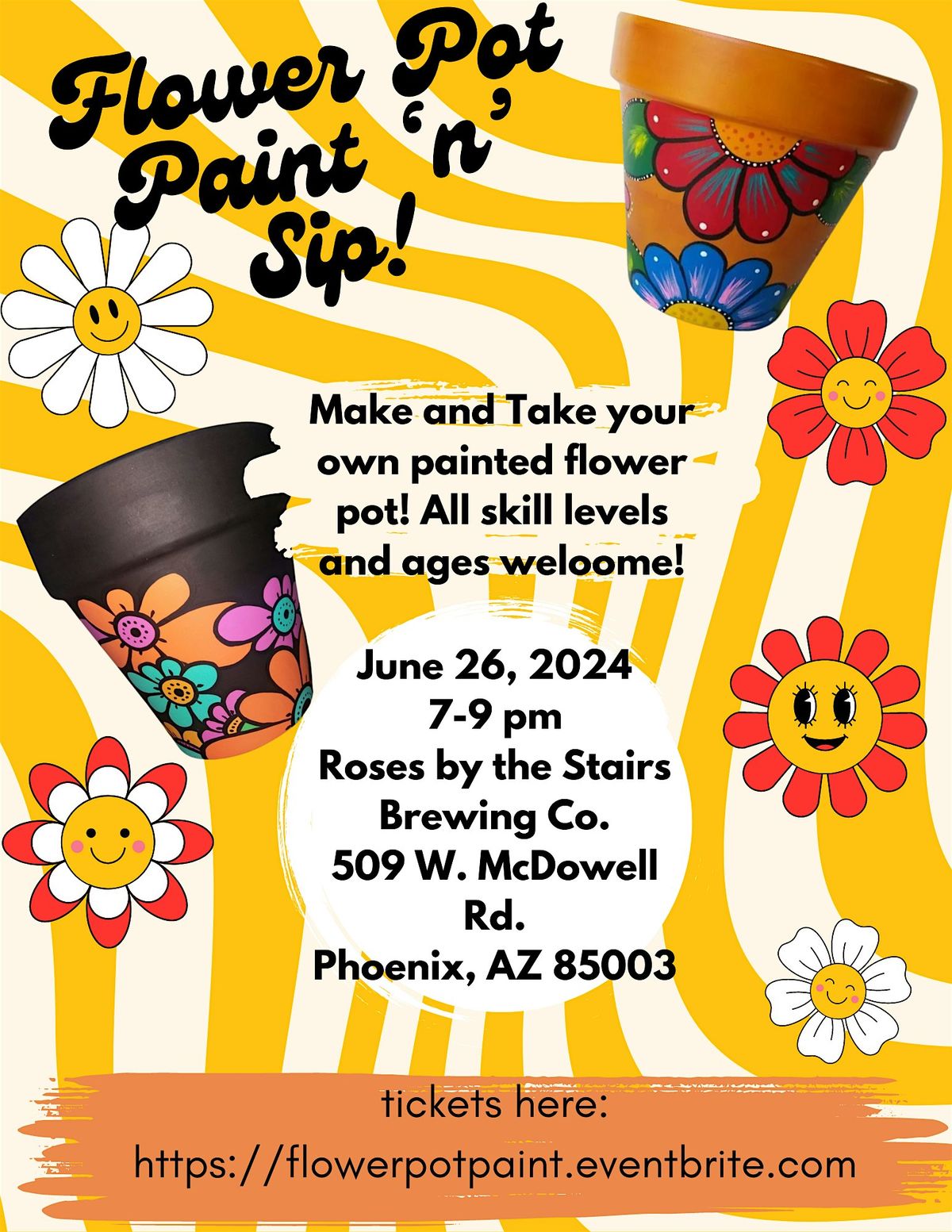 Flower Pot Painting at Roses by the Stairs Brewing Co.!